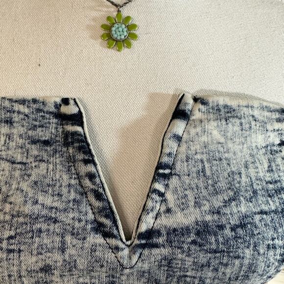 Women’s Denim Mini Strapless Dress By Vibrant - Picture 4 of 5